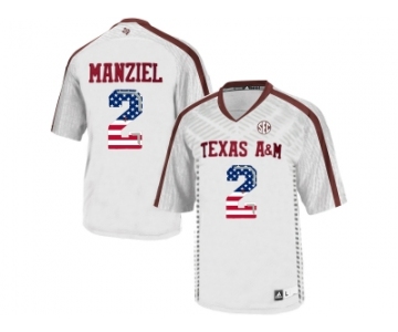 2016 US Flag Fashion 2016 Men'sTexas A&M Aggies Johnny Manziel #2 College Football Authentic Jersey - White