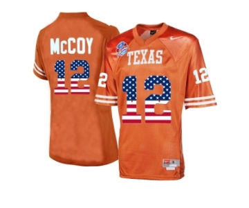 2016 US Flag Fashion-Men's Texas Longhorns Colt McCoy #12 College Football Throwback Jersey - Burnt Orange