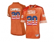 2016 US Flag Fashion-Men's Texas Longhorns Earl Campbell #20 College Football Throwback Jersey - Burnt Orange