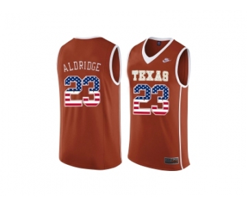 2016 US Flag Fashion-Men's Texas Longhorns LaMarcus Aldridge #23 College Basketball Throwback Jersey - Burnt Orange