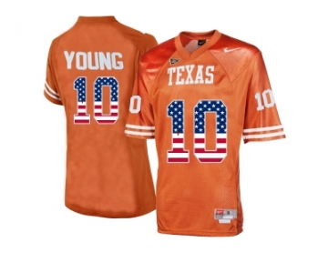 2016 US Flag Fashion-Men's Texas Longhorns Vince Young #10 College Football Throwback Jersey - Burnt Orange