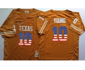 Texas Longhorns #10 Vince Young Orange USA Flag College Jersey