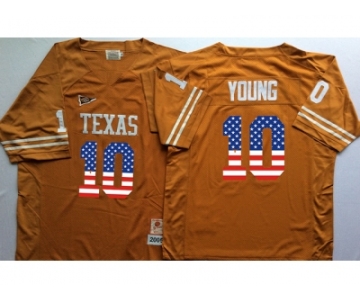 Texas Longhorns #10 Vince Young Orange USA Flag College Jersey