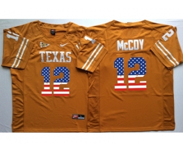 Texas Longhorns #12 Colt McCoy Orange USA Flag College Jersey