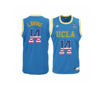 2016 US Flag Fashion UCLA Bruins Zach LaVine #14 Pac-12 College Basketball Authentic Jersey - Blue