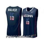 2016 US Flag Fashion Uconn Huskies Kemba Walker #15 College Basketball Jersey - Navy Blue