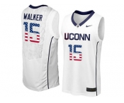 2016 US Flag Fashion Uconn Huskies Kemba Walker #15 College Basketball Jersey - White