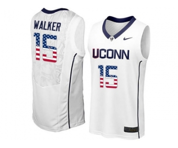 2016 US Flag Fashion Uconn Huskies Kemba Walker #15 College Basketball Jersey - White