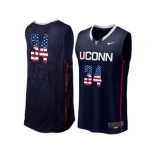 2016 US Flag Fashion Uconn Huskies Ray Allen #34 College Basketball Jersey - Navy