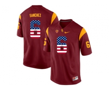 2016 US Flag Fashion USC Trojans Mark Sanchez #6 College Football Jersey - Red