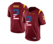 2016 US Flag Fashion USC Trojans Robert Woods #2 Patch College Football Jersey - Red