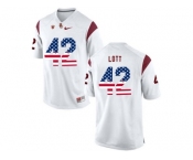 2016 US Flag Fashion USC Trojans Ronnie Lott #42 College Football Jersey - White