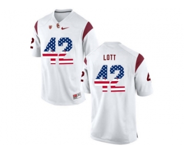 2016 US Flag Fashion USC Trojans Ronnie Lott #42 College Football Jersey - White