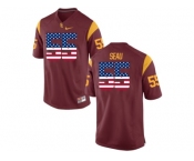 2016 US Flag Fashion USC Trojans Seau #55 College Football Jersey - Red