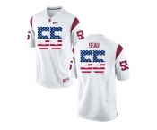 2016 US Flag Fashion USC Trojans Seau #55 College Football Jersey - White