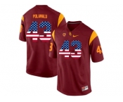 2016 US Flag Fashion USC Trojans Troy Polamalu #43 College Football Jersey - Red