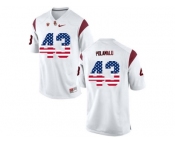 2016 US Flag Fashion USC Trojans Troy Polamalu #43 College Football Jersey - White