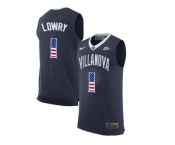 2016 US Flag Fashion 2017 Villanova Wildcats Kyle Lowry #1 College Basketball Jersey - Navy Blue