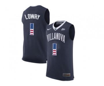 2016 US Flag Fashion 2017 Villanova Wildcats Kyle Lowry #1 College Basketball Jersey - Navy Blue