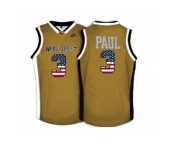 2016 US Flag Fashion Wake Forest Demon Deacons Chris Paul #3 College Basketball Throwback Jersey - Gold