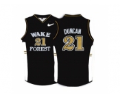 Wake Forest Demon Deacons Tim Duncan #21 College Basketball Throwback Jersey - Black