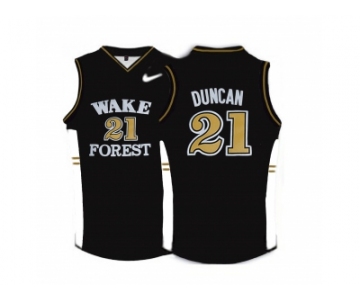 Wake Forest Demon Deacons Tim Duncan #21 College Basketball Throwback Jersey - Black