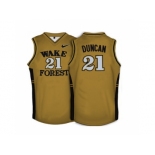 Wake Forest Demon Deacons Tim Duncan #21 College Basketball Throwback Jersey - Gold