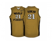 Wake Forest Demon Deacons Tim Duncan #21 College Basketball Throwback Jersey - Gold