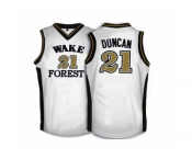 Wake Forest Demon Deacons Tim Duncan #21 College Basketball Throwback Jersey - White