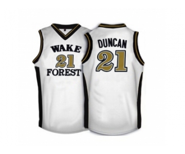 Wake Forest Demon Deacons Tim Duncan #21 College Basketball Throwback Jersey - White