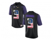 2016 US Flag Fashion 2016 Washington Huskies Jake Browning #3 College Football Limited Jersey - Black