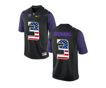 2016 US Flag Fashion 2016 Washington Huskies Jake Browning #3 College Football Limited Jersey - Black