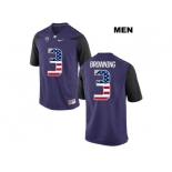 2016 US Flag Fashion 2016 Washington Huskies Jake Browning #3 College Football Limited Jersey - Purple