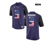 2016 US Flag Fashion 2016 Washington Huskies Jake Browning #3 College Football Limited Jersey - Purple