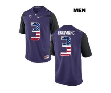 2016 US Flag Fashion 2016 Washington Huskies Jake Browning #3 College Football Limited Jersey - Purple