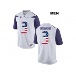 2016 US Flag Fashion 2016 Washington Huskies Jake Browning #3 College Football Limited Jersey - White