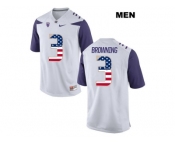 2016 US Flag Fashion 2016 Washington Huskies Jake Browning #3 College Football Limited Jersey - White