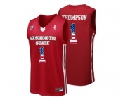 2016 US Flag Fashion Washington State Cougars Klay Thompson #1 College Basketball Jersey - Red