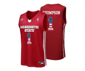 2016 US Flag Fashion Washington State Cougars Klay Thompson #1 College Basketball Jersey - Red