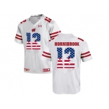 2016 US Flag Fashion-2016 Men's UA Wisconsin Badgers Alex Hornibrook #12 College Football Jersey - White