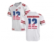 2016 US Flag Fashion-2016 Men's UA Wisconsin Badgers Alex Hornibrook #12 College Football Jersey - White