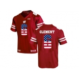 2016 US Flag Fashion-2016 Men's UA Wisconsin Badgers Corey Clement #6 College Football Jersey - Red