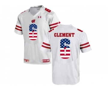 2016 US Flag Fashion-2016 Men's UA Wisconsin Badgers Corey Clement #6 College Football Jersey - White