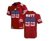 2016 US Flag Fashion-2016 Men's UA Wisconsin Badgers J.J Watt #99 College Football Jersey - Red