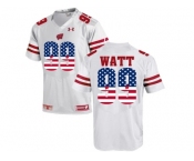 2016 US Flag Fashion-2016 Men's UA Wisconsin Badgers J.J Watt #99 College Football Jersey - White