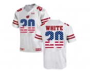 2016 US Flag Fashion-2016 Men's UA Wisconsin Badgers James White #20 College Football Jersey - White