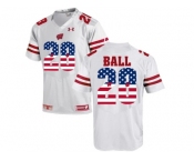 2016 US Flag Fashion-2016 Men's UA Wisconsin Badgers Montee Ball #28 College Football Jersey - White