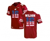 2016 US Flag Fashion-2016 Men's UA Wisconsin Badgers Russell Wilson #16 College Football Jersey - Red