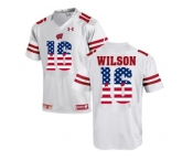 2016 US Flag Fashion-2016 Men's UA Wisconsin Badgers Russell Wilson #16 College Football Jersey - White