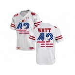 2016 US Flag Fashion-2016 Men's UA Wisconsin Badgers T.J Watt #42 College Football Jersey - White